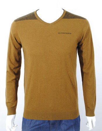 正品袋鼠男装羊毛衫v领毛衣秋款100%羊毛上衣98209 将军黄 165/105