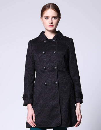 hono/亨奴 2016秋冬新品 欧美修身女士风衣中长款经典双排扣外套女