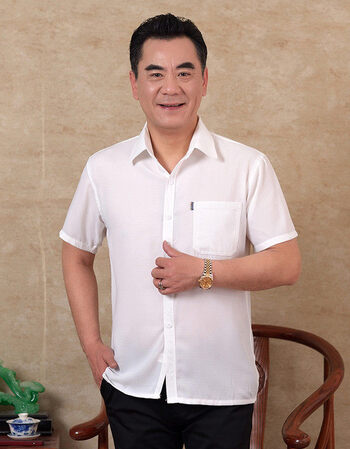 爷爷装夏装短袖衬衫男2018中老年人寸衫男装老头汗衫