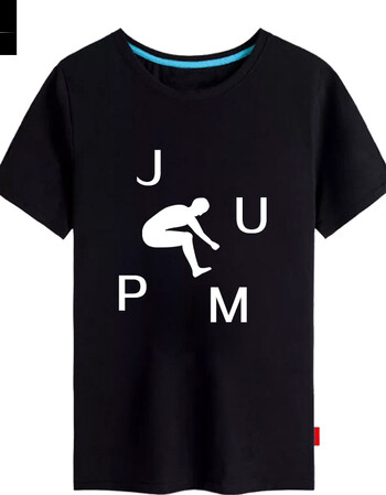 英文单词创意jump个性时尚休闲纯棉圆领短袖t恤半截袖套头衫 黑色 4xl
