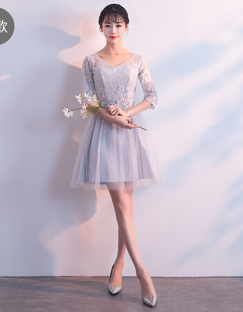 伴娘服短款2018新款夏季韩版灰色伴娘礼服姐妹团显瘦毕业小礼服裙 b款
