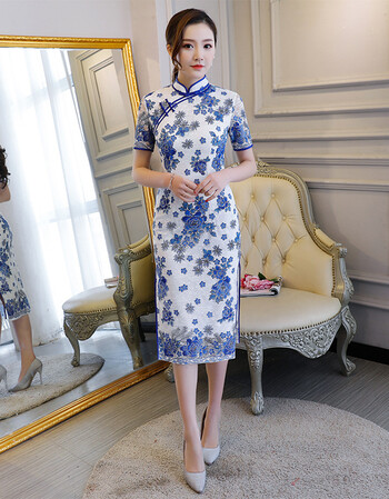 各种长短款旗袍2018新款修身复古改良中长款旗袍fcx 9蕾丝 l