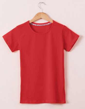 夏款短袖t恤女宽松学生打底衫女装半袖韩版潮运动体恤衫女 大红色 s