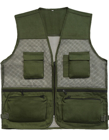 网眼马夹夏季工作服印字logo定制多口袋透气网纱代驾广告马甲 军绿色