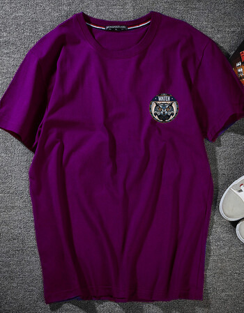 纯棉t恤夏季流行加肥欧码半袖汗衫薄款大号6xl宽松潮 紫色小圆图汗半