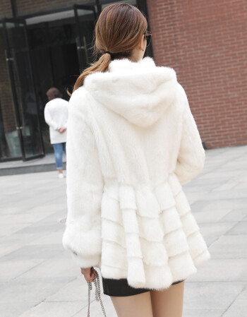 貂皮大衣女整貂中长款2018新款白色水貂毛皮草外套修身韩版 白色 4xl