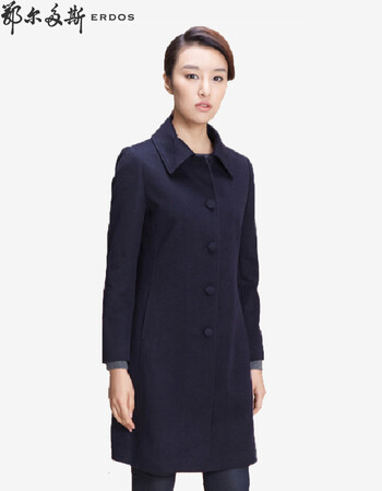 鄂尔多斯 山羊绒 女羊绒大衣 时尚领型 大师设计 |8470792 黑 170/92A