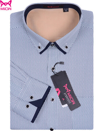 猫人保暖衬衫男士长袖加绒加厚扣领碎花印花衬衫冬款时尚休闲衬衣 酒