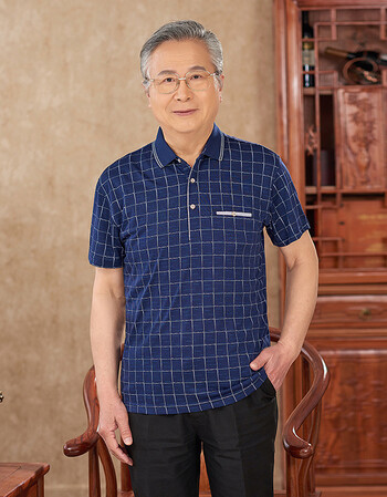 老头汗衫t恤老年人t恤男短袖男装老头汗衫老人上衣宽松翻领体恤爷爷