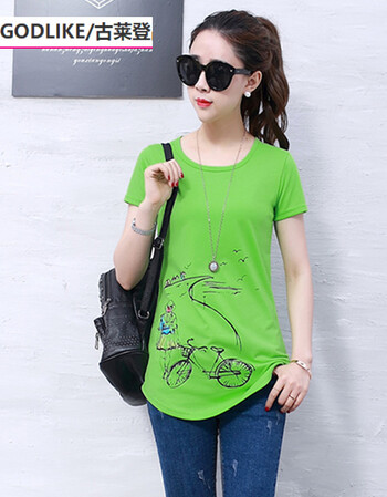 夏季新款短轴t恤女韩版v领纯色短袖上衣小衫纯棉修身打底衫土 绿色