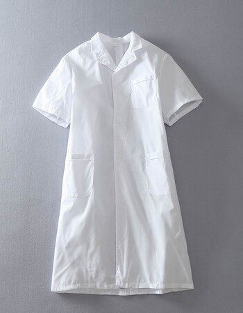 白大褂短袖医生服薄款长袖男女实验服半袖医用夏护士服白色的确良