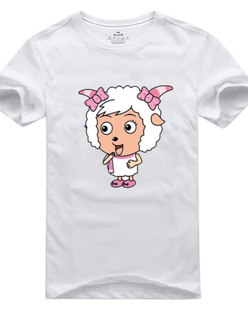 喜羊羊与灰太狼衣服 懒洋洋短袖纯棉t恤男女情侣装大码儿童文化衫 美