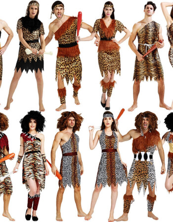 万圣节服装土著原始人cosplay演出服男女印第安豹纹野人衣服 yf 豹纹