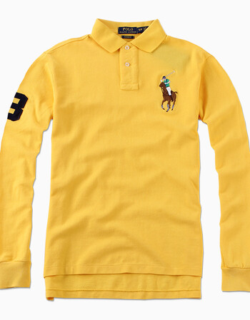 美国polo ralph lauren拉夫劳伦男士大彩马长袖纯色polo衫 黄色 xl