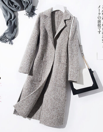 2018新款双面羊毛呢大衣女 中长款牦牛绒韩版宽松赫本