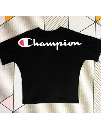 情侣款潮牌男女后背印花大logo插肩短袖t恤宽松百搭网红款 黑色 m