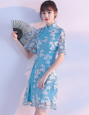 春秋季2018新款端庄大气少女学生改良版连衣裙小香风2017 淡蓝色a字裙