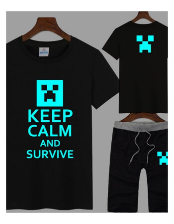 我的世界minecraft苦力怕t恤装男套装衣服游戏半袖裤子 4 m/170