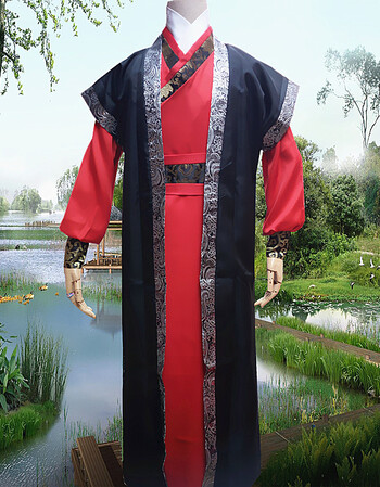 长袍剑客书生广袖长袍白抖音同款热款网红ins超火 内袍 外袍 腰封18