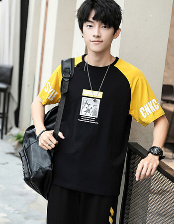 青少年夏装套装男两件套高初中学生一套帅气衣服休闲运动短袖t恤 1821