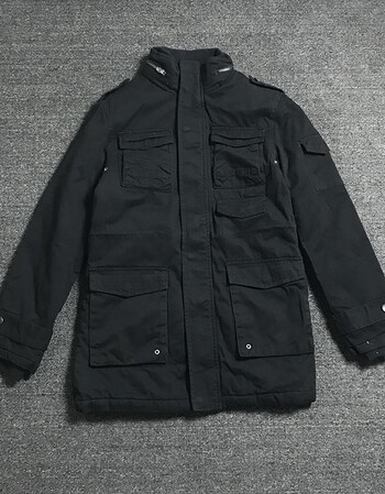 男秋冬保暖工装多口袋中长款棉衣棉服 纯棉水洗面料 男工装棉外套