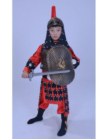 儿童古装盔甲古代侍卫兵马俑演出服三国汉唐宋朝清朝小将铠甲 全套