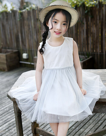 女童裙洋气夏装2018新款纯色儿童仙女裙子小女孩连衣裙蓬蓬纱 白色