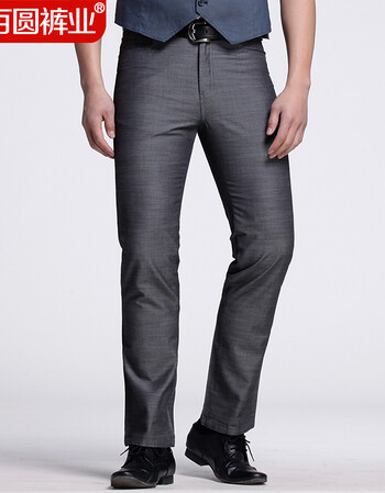 百圆裤业男裤夏季薄款男士青年直筒高腰宽松版商务休闲裤 灰色 40码三