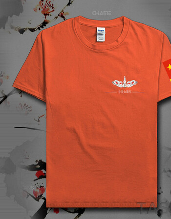 八一军人火箭军印花短袖t恤男装作训上衣服饰元素体能训练衫夏潮 桔色