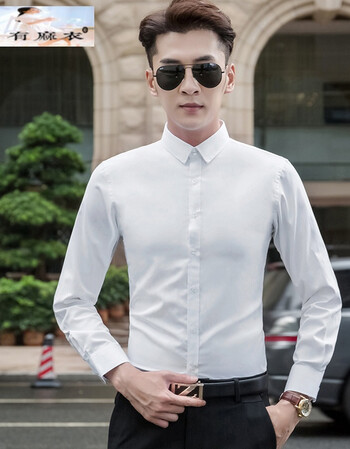 2018新款2018春季正装白衬衫男长袖韩版修身色商务休闲工装男士衬衣寸