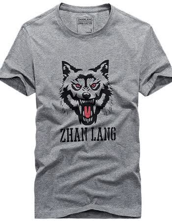 战狼(zhanglang)品牌短袖t恤男士大码宽松圆领狼图案半袖体恤夏季薄款