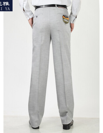 款商务休闲男士装中腰无遮直筒宽松深裆长裤子桑蚕丝西裤 浅灰色 32