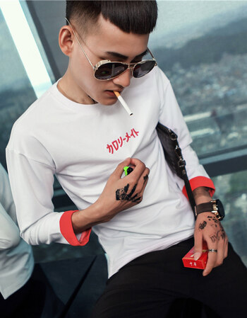 秋季社会小伙潮流卫衣男装韩版精神长袖t恤快手红人网红外套 白色 l