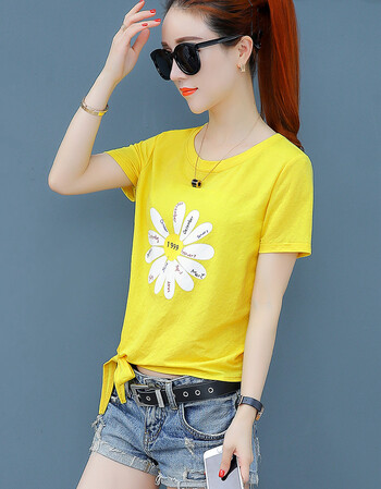 短袖女夏季新款宽松chic玫红色短款t恤ins超火的半袖印花夏天上衣