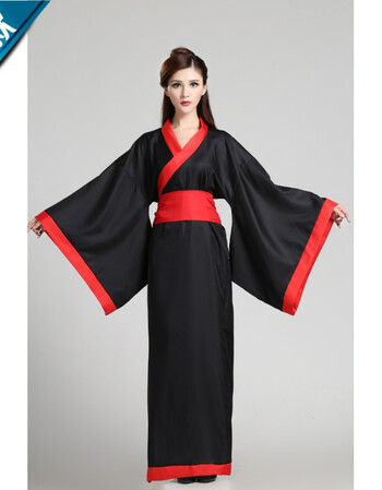 国学礼 汉服女古代演出服装 黑色 xl【170-175cm】