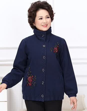 中老年女装秋冬妈妈装纯棉外套休闲夹克50-60-70岁老人衣服奶奶装大码