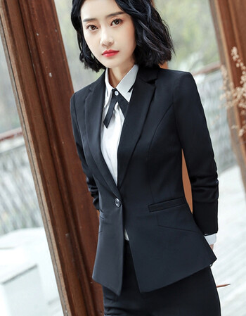 珂梵图职业装女装套装三件套2018新款职业女性工作服两件套 白色衬衫