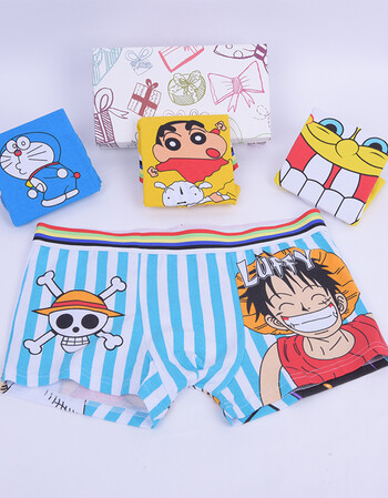 男士内裤男可爱平角裤创意卡通性感四角裤透气青年动漫短裤头 条纹