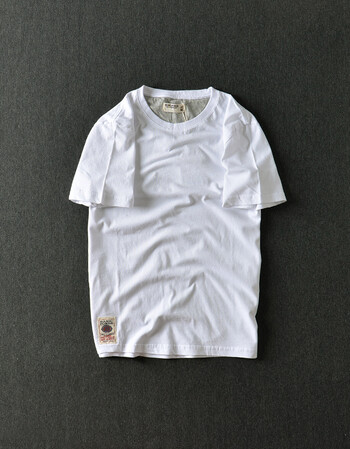 欧美新作原单男士纯色t恤简约复古光板boy短袖男潮打底衫 白色-01 l