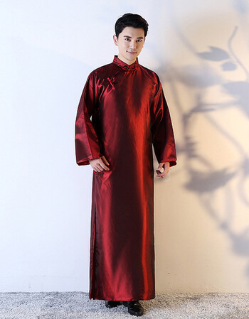 中式结婚礼服复古新郎服伴郎服男士长衫长袍大褂古代说相声的衣服 sf