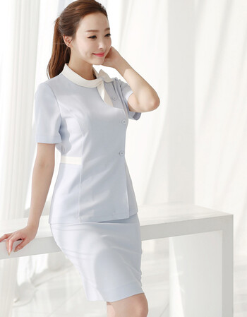 珂梵图韩版美容院美容师工作服纹绣美甲师服装夏装职业套装裙店长收银