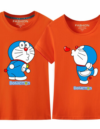 林羽森 情侣装夏装2016韩版通勤修身印花班服卡通爱情叮当猫情侣短袖