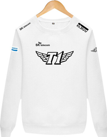 战队队服男士lol新比赛服t1棉圆领卫衣薄款长袖faker 白色 m