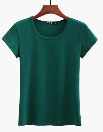 女士纯色纯棉t恤圆领短袖修身体恤衫夏装衣服大码打底衫t桖潮半袖 墨