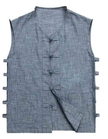 中国风男装夏季短袖唐装马甲汉服复古中老年坎肩棉麻太极功夫马褂