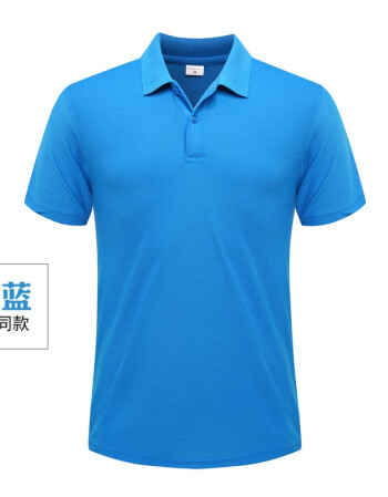 polo衫定制工作服定做t恤文化衫订做短袖工衣印logo班服绣字 湖蓝色