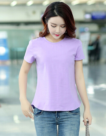 茵莺夏装新款韩版百搭纯色大码女装短袖t恤女夏季时尚宽松纯棉打底衫
