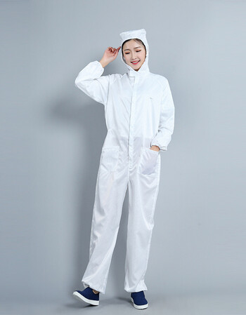 服连体防尘服连体连帽带口袋防静电衣防护喷涂服 白色连体服(带口袋)
