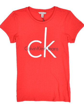 时尚字母logo t恤情侣装打底衫 红色ck 国内现货 l【图片 价格 品牌