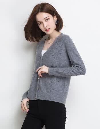 春秋针织开衫女外搭宽松短款上衣小披肩v领薄款毛衣外套 灰色 xl